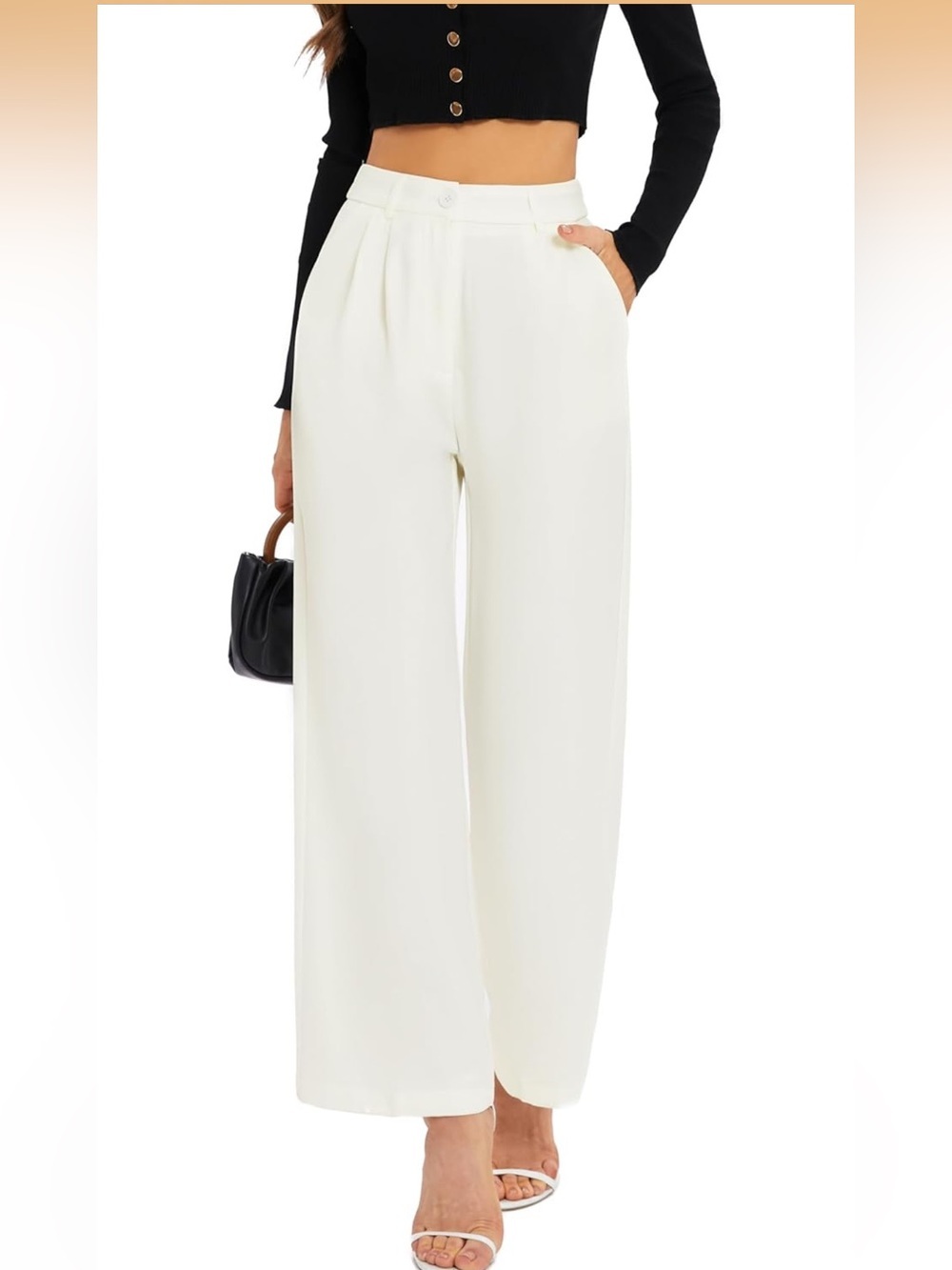 Wide Leg Pants High Elastic Waisted in The Back Business Work Pants 1303-bb1-2